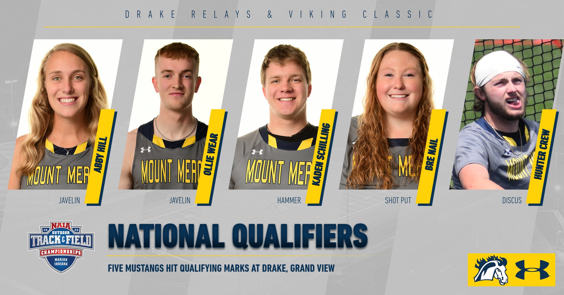 Mustangs hit five qualifying marks at Drake, Grand View